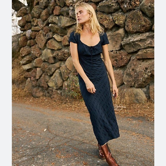 Free People Natalya Solid Midi Dress in Warm Up Red - Picture 4 of 8